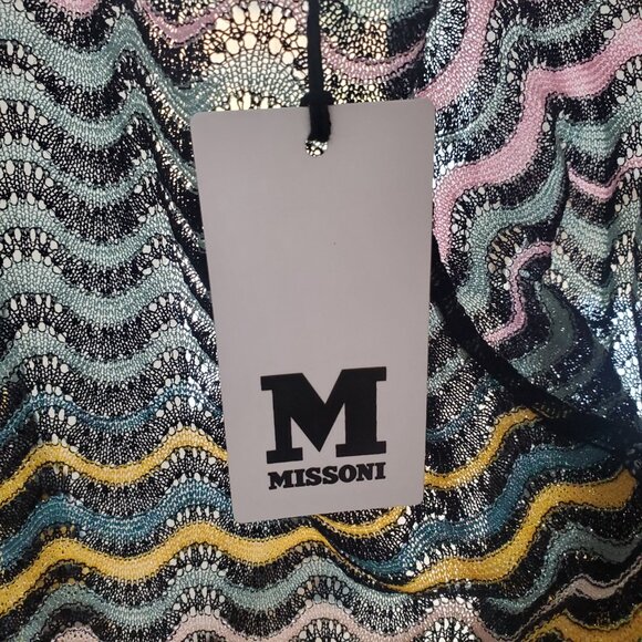 MISSONI Women's Long Duster Open Cardigan Multi-colour Waves Flared Sleeves Boho - Picture 11 of 14